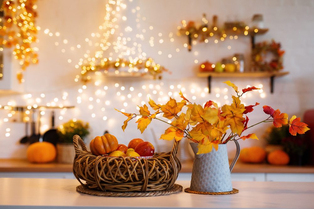 jesenná dekorácia z listov na stôl