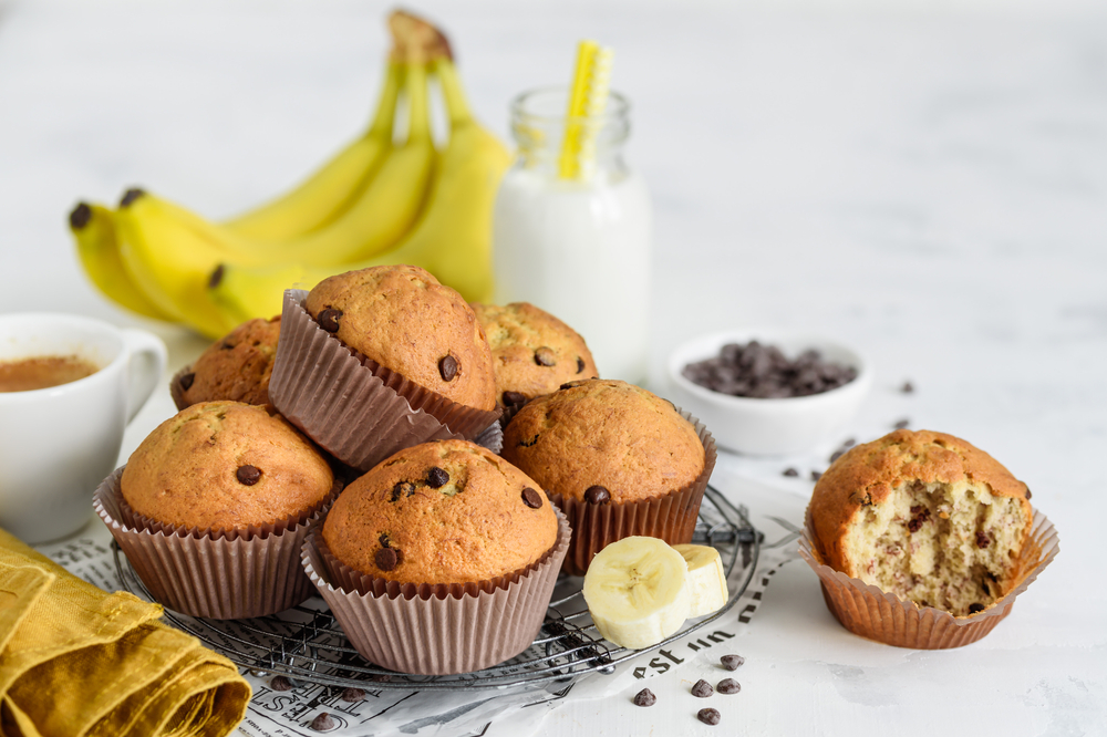 čokoládovo banánové muffiny